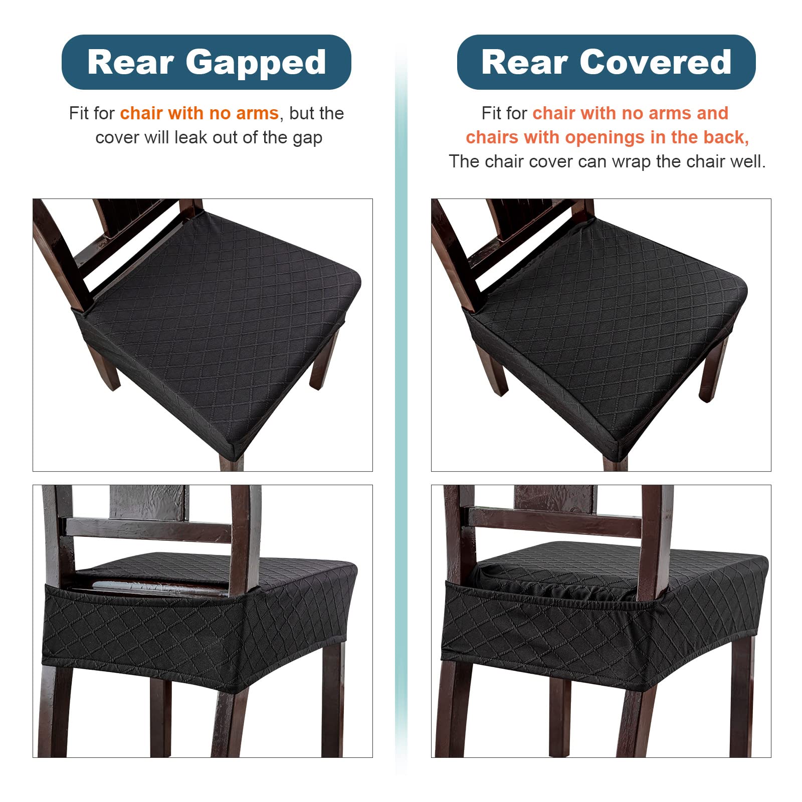 Waterproof Seat Covers for Dining Chairs - Genina Chair Slipcovers for Kitchen & Dining Room - Spill & Stain Protection for Everyday Use & Entertaining