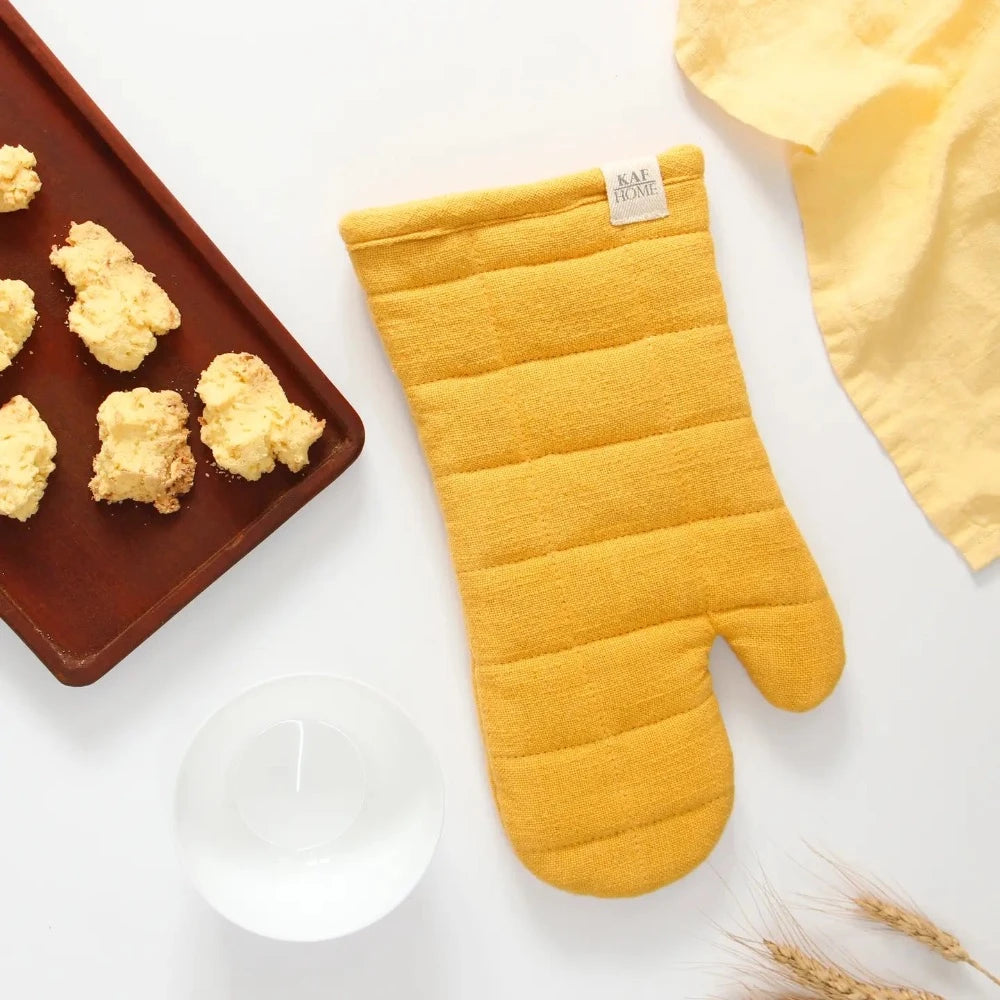 Premium Monaco Cotton & Silicone Oven Mitts Set - Heat Resistant Kitchen Gloves for Baking, Cooking & Grilling - Mini & Standard Size for Safe Food Handling
