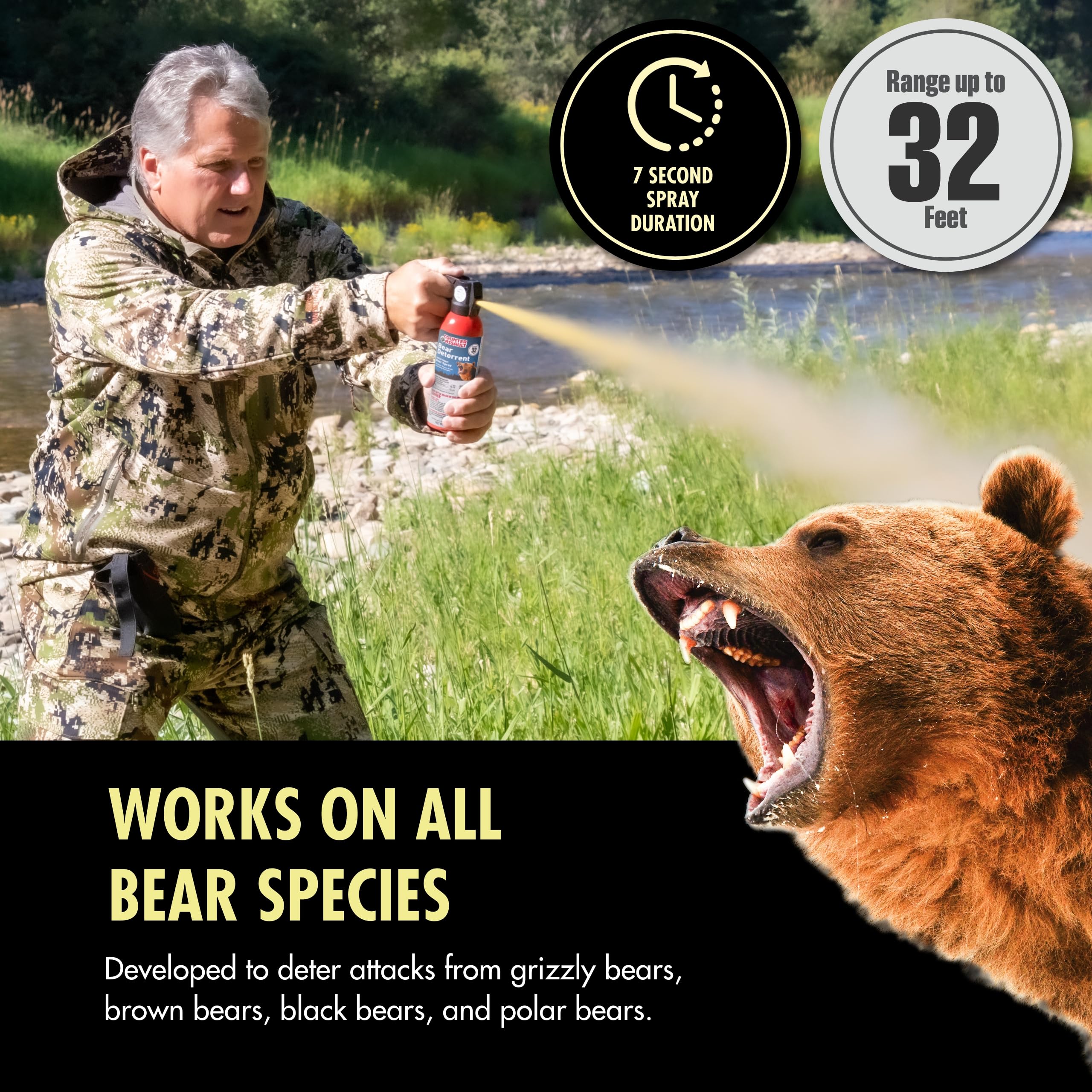 Counter Assault Bear Spray - 2% Capsaicin Bear Deterrent & Pepper Spray for Outdoor Protection - 8.1 oz for Hiking, Camping, Hunting & Wildlife Safety