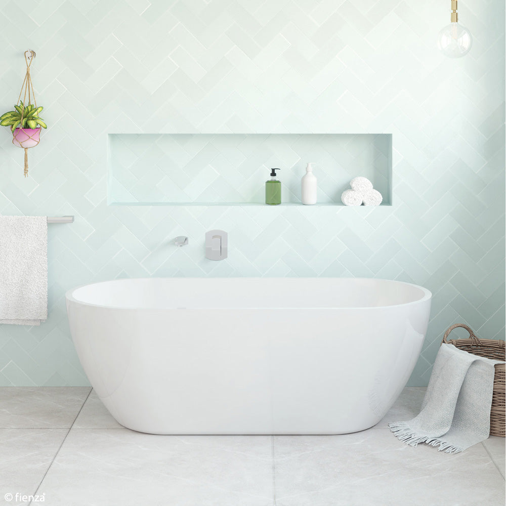 Fienza FR11572 Koko Freestanding Acrylic Bathtub - Matte White Finish for Modern Bathroom Luxury | Perfect for Spa-Like Relaxation & Small Space Bathrooms