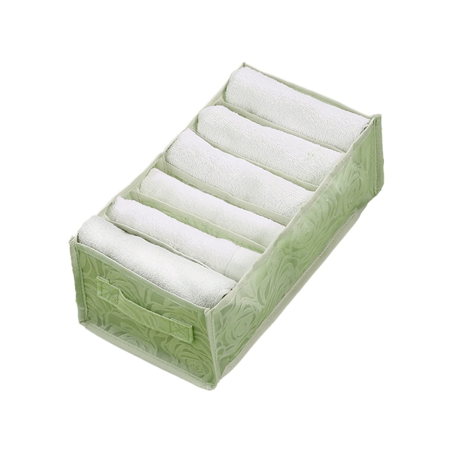 Rose Print Mesh Fabric Storage Box - Portable Wardrobe Organizer for Clothes, Underwear, Panties, Ties & Lingerie | Small Green Drawer Divider Bag - Perfect for Bedroom, Closet & Travel Organization