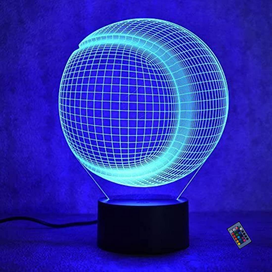3D Optical Illusion Baseball LED Night Light - 16 Color Changing USB Lamp with Remote Control & Touch Switch - Perfect for Bedroom, Kids Room, Gaming Setup and Home Decor