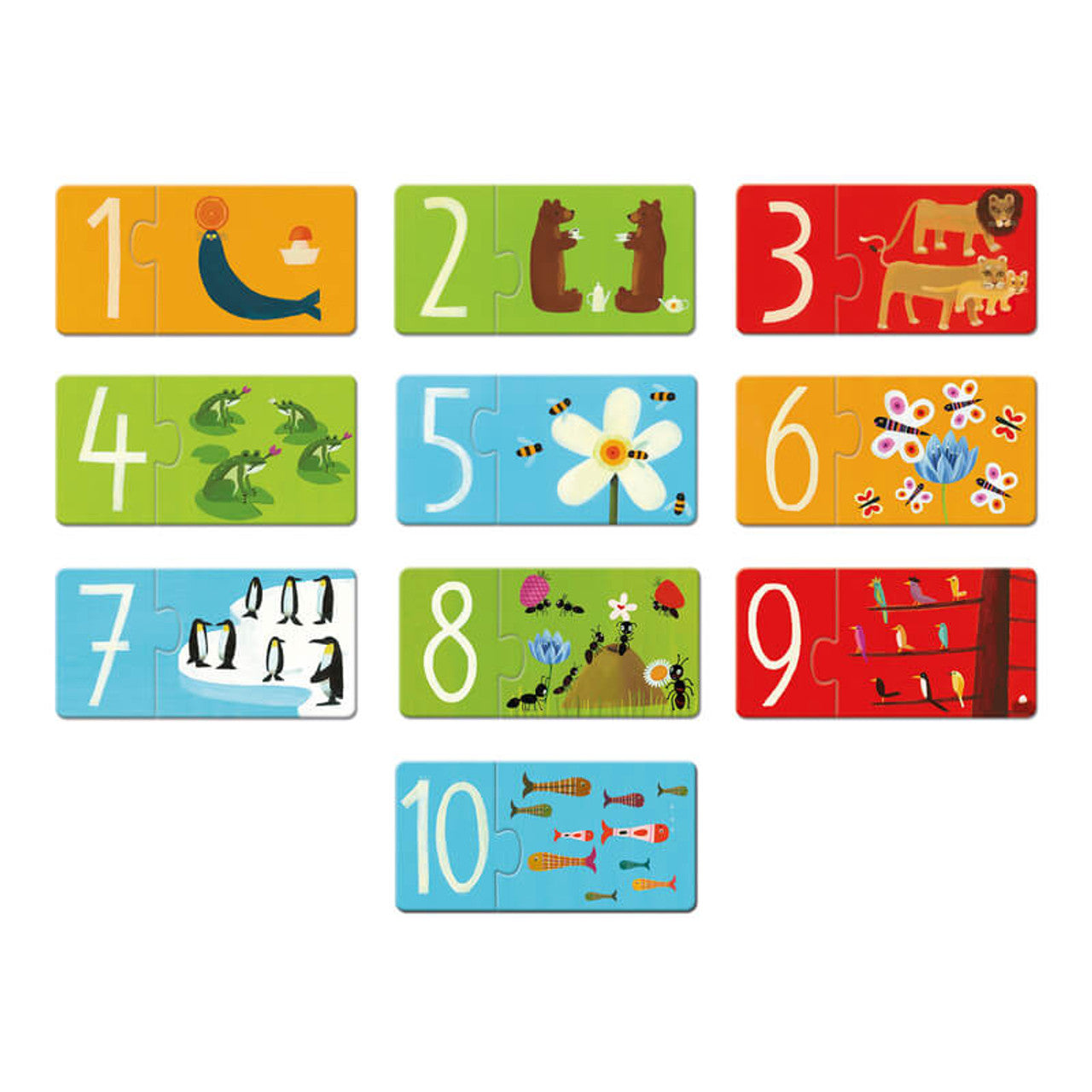 Duo Numbers 20-Piece Educational Wooden Puzzle for Toddlers by Djeco - Learning Counting & Matching Game for Preschool Kids | Perfect for Classroom & Homeschool Activities