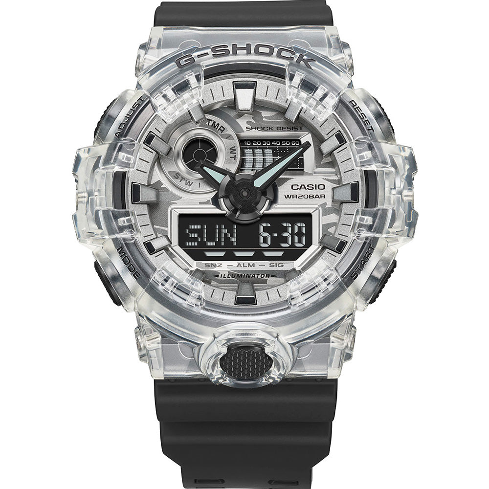 G Shock GA700SKC-1A Transparent Digital Sport Watch for Men - Durable, Shock-Resistant, Waterproof - Perfect for Outdoor Activities, Sports & Casual Wear