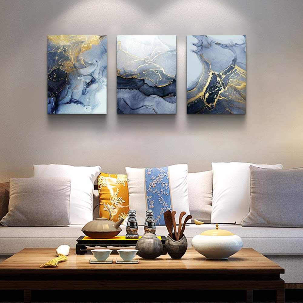 Abstract Wall Art Paintings - Modern Ink Wall Decor for Living Room, Bedroom, Office & Bathroom - 3 Panel Set (16x24 Inch Each) - Perfect for Home Decor, Gifts & Interior Design