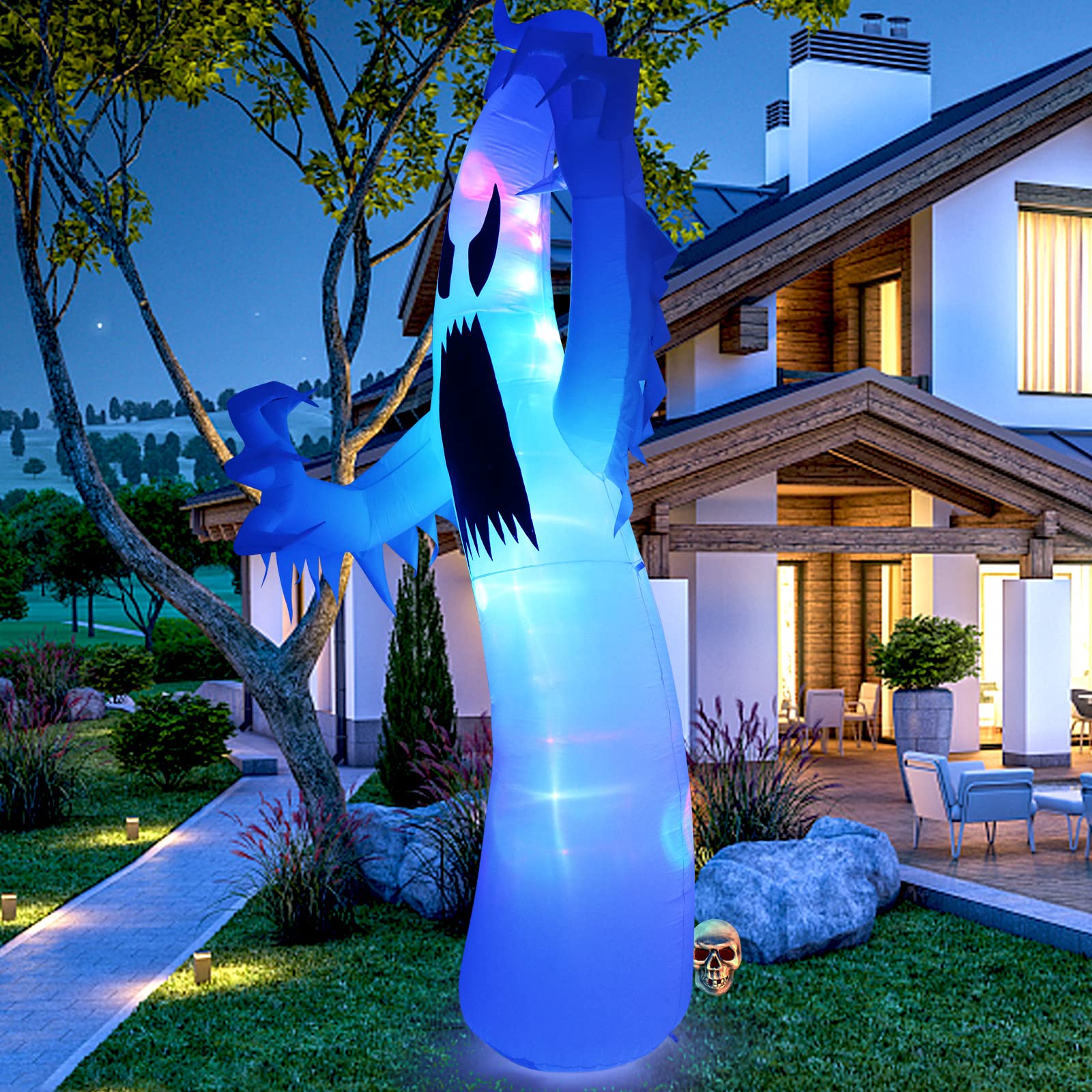 TOLOCO 12 FT Halloween Inflatable Outdoor Decoration with LED Lights - Spooky Yard Decor for Halloween Party, Haunted House, and Trick or Treating