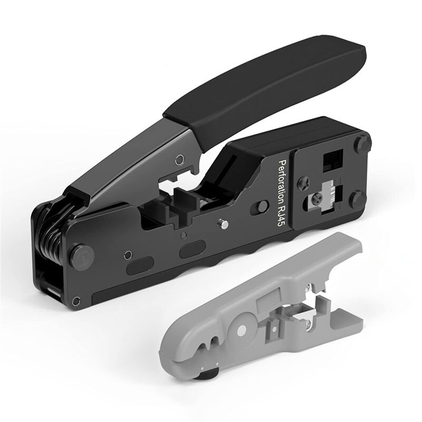 Professional RJ45 Crimping Tool for CAT5 CAT6 CAT7 CAT6a Ethernet Cables - Pass Through Crimper with EZ Design for RJ11 RJ12 Connectors & Shielded Modular Plugs (Yellow) - Ideal for Network Installations, Home Office Setup & IT Professionals