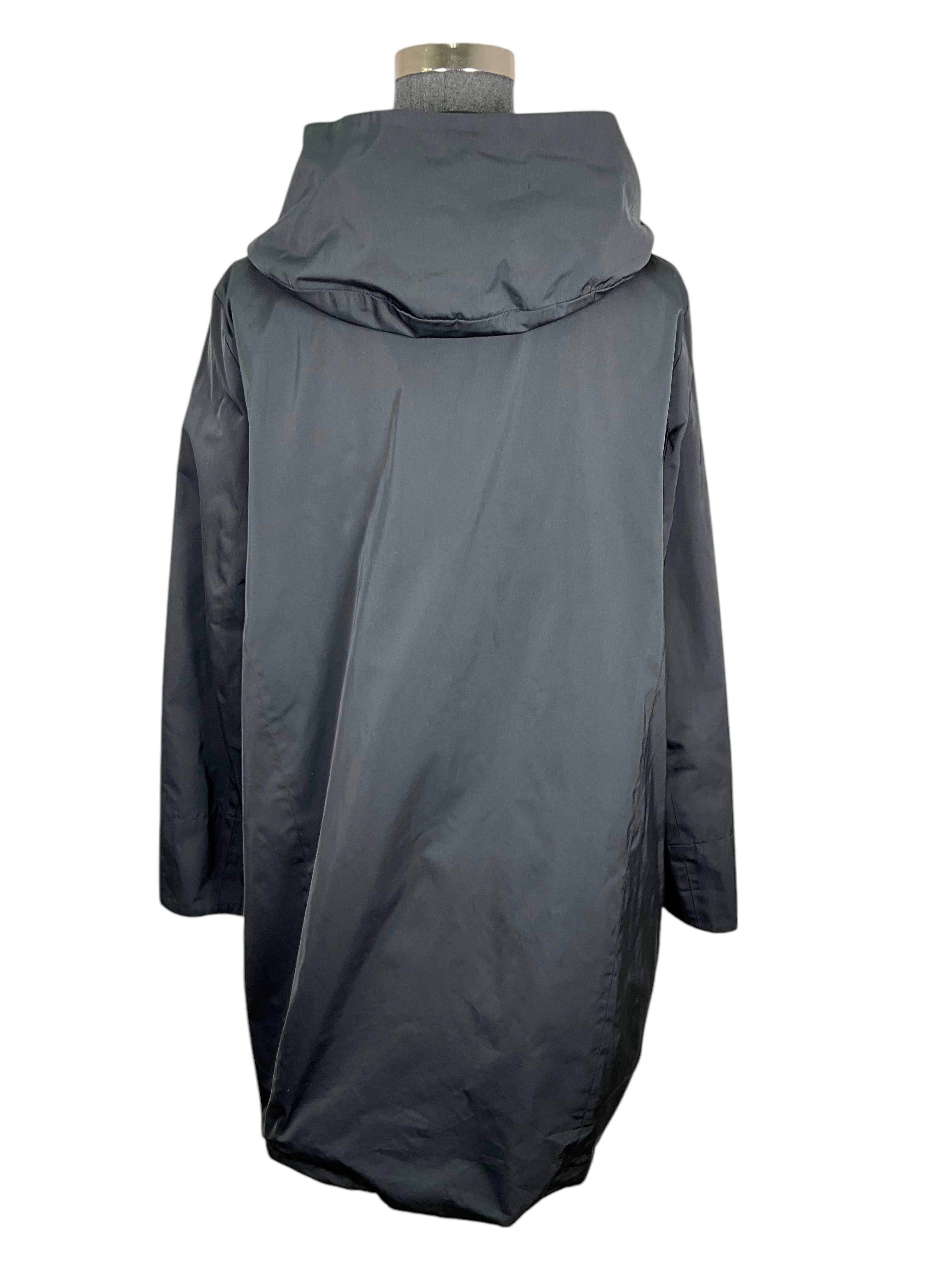 PESERICO Reversible Nylon Hooded Parka Jacket for Women - A-Line Design, Size M - Lightweight Waterproof Windbreaker for Outdoor Activities & Travel