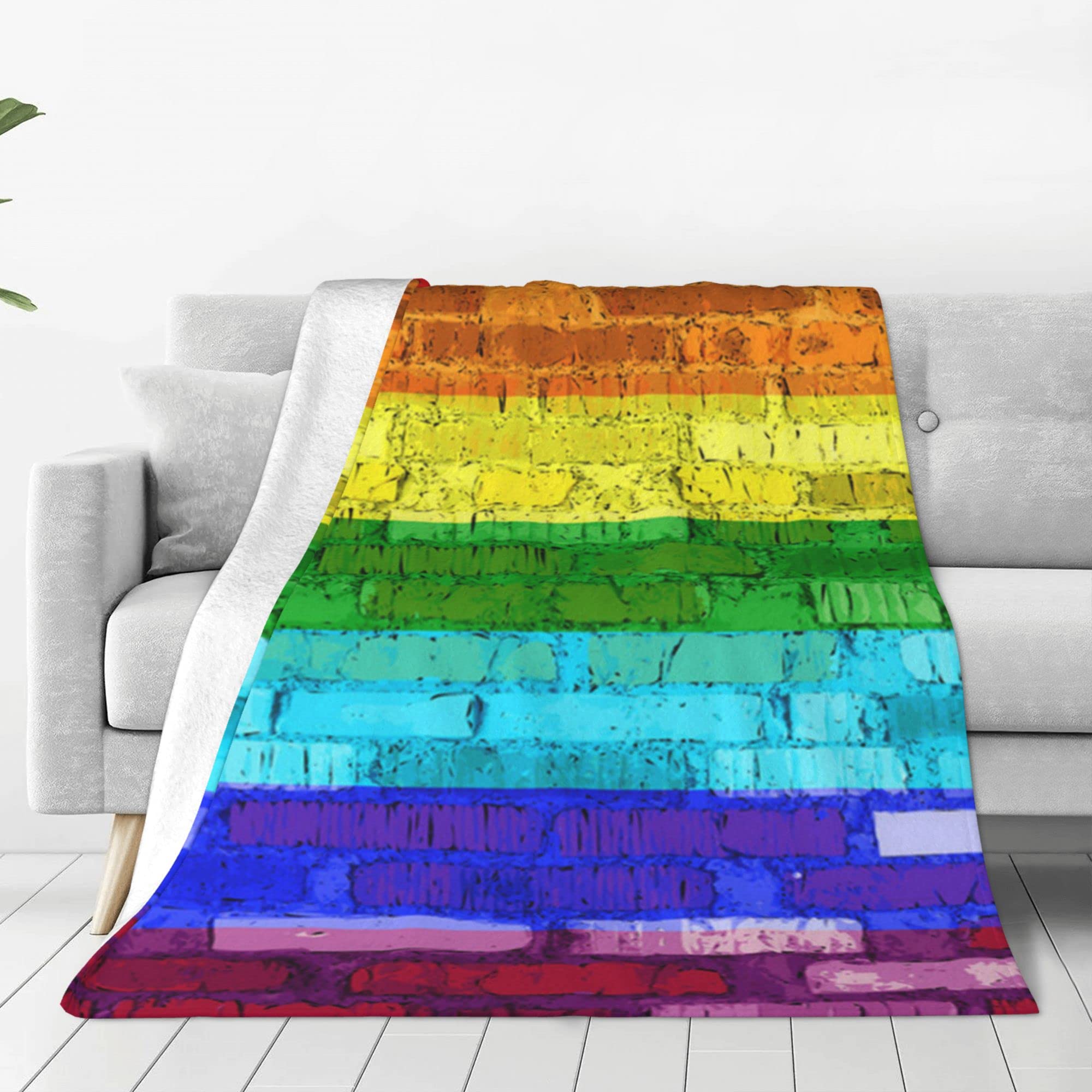 Soft & Warm Fleece Blankets for Couch, Sofa & Bed - All-Season Cozy Throw Blankets for Women & Men - LGBT Pride Painted Flag Design - Perfect for Lounging, Netflix Nights & Home Decor