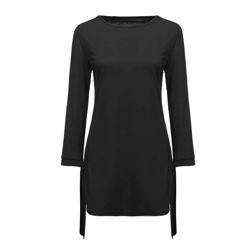 CSBYBD Women's Elegant Bow Fashion Mini Dress - Loose Fit O-Neck Straight Solid Spring Dress for Women (Black, XXXL) | Perfect for Office Wear, Date Night & Spring Parties
