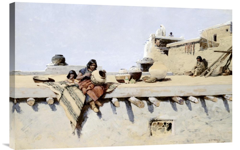 Henry F. Farny Painting Pots Gallery Wrap Giclee Canvas Wall Art Print - Native American Artwork for Home & Office Decor - Perfect for Living Room, Bedroom or Office Wall Decor