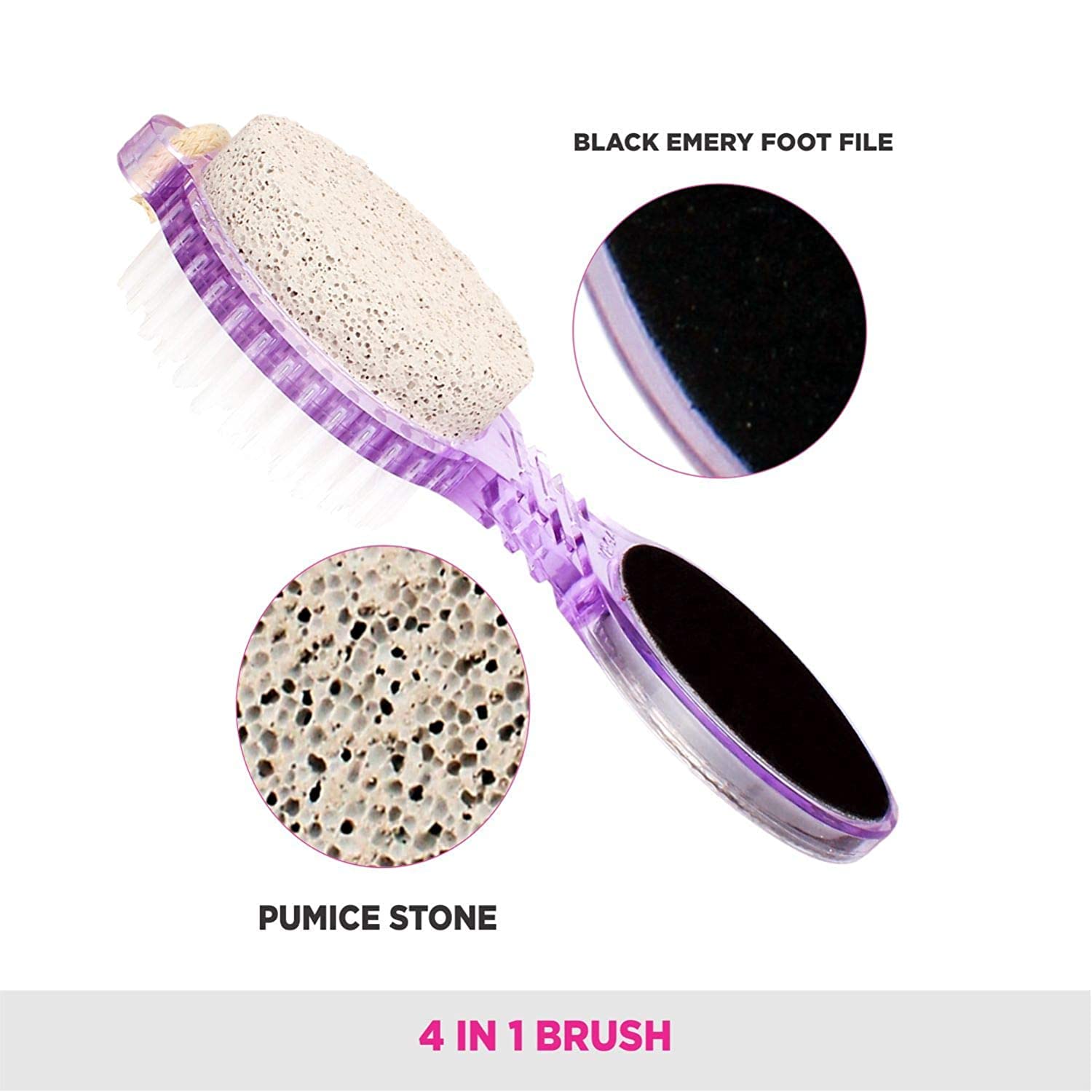 LUXURIA 4-in-1 Foot Care Kit - Pedicure Brush, Pumice Stone, Scrubber & Callus File for Soft Smooth Feet - Perfect for Home Spa, Pedicure & Exfoliation