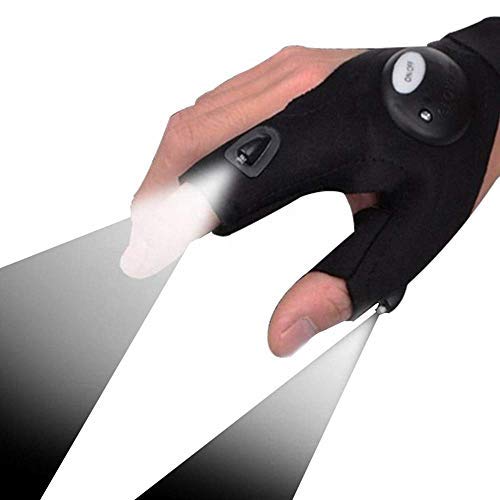 4-Pack LED Flashlight Gloves - Fingerless Light-Up Work Gloves for Outdoor Fishing, Camping, Hiking & Repair - Perfect Tool Gadgets for Men & Women - Great Gift Idea for DIY & Night Activities