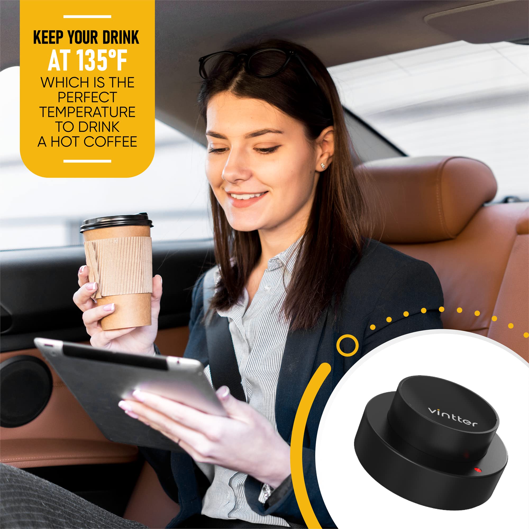 Redesigned Car Cup Warmer for Paper & Travel Mugs - 12V Portable Coffee Warmer for Vehicles - Ideal Car Accessory Gift for Coffee Lovers (Perfect for Commuting, Road Trips & Office Use)