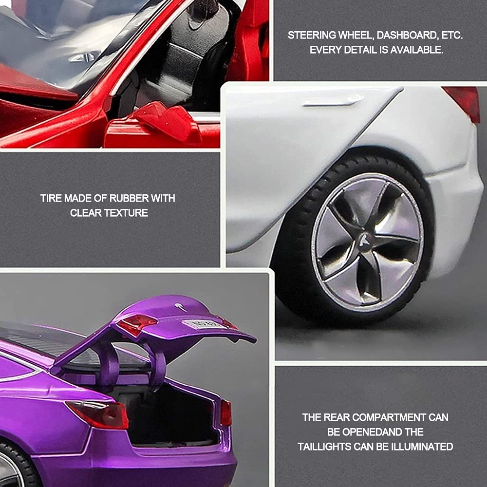 1:32 Scale Tesla Model X Alloy Diecast Pull Back Toy Car with LED Lights & Music - Mini Collectible Vehicle for Kids, Car Enthusiasts & Gift Ideas (Brilliant Red) - Perfect for Playtime, Display & Collecting
