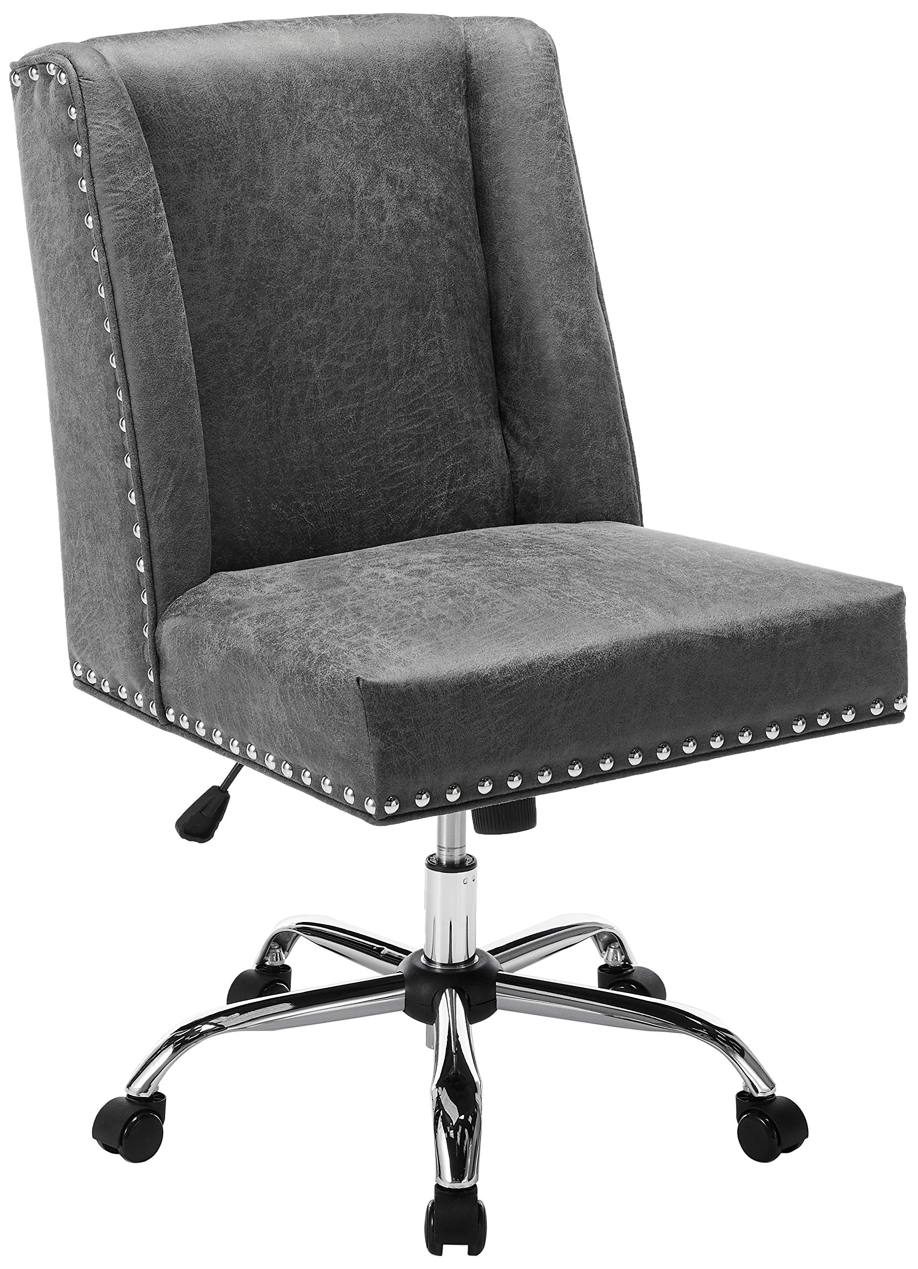Quentin Home Office Microfiber Desk Chair - Ergonomic Computer Chair with Adjustable Height & Lumbar Support - Perfect for Work from Home & Gaming Setup (Slate Color)