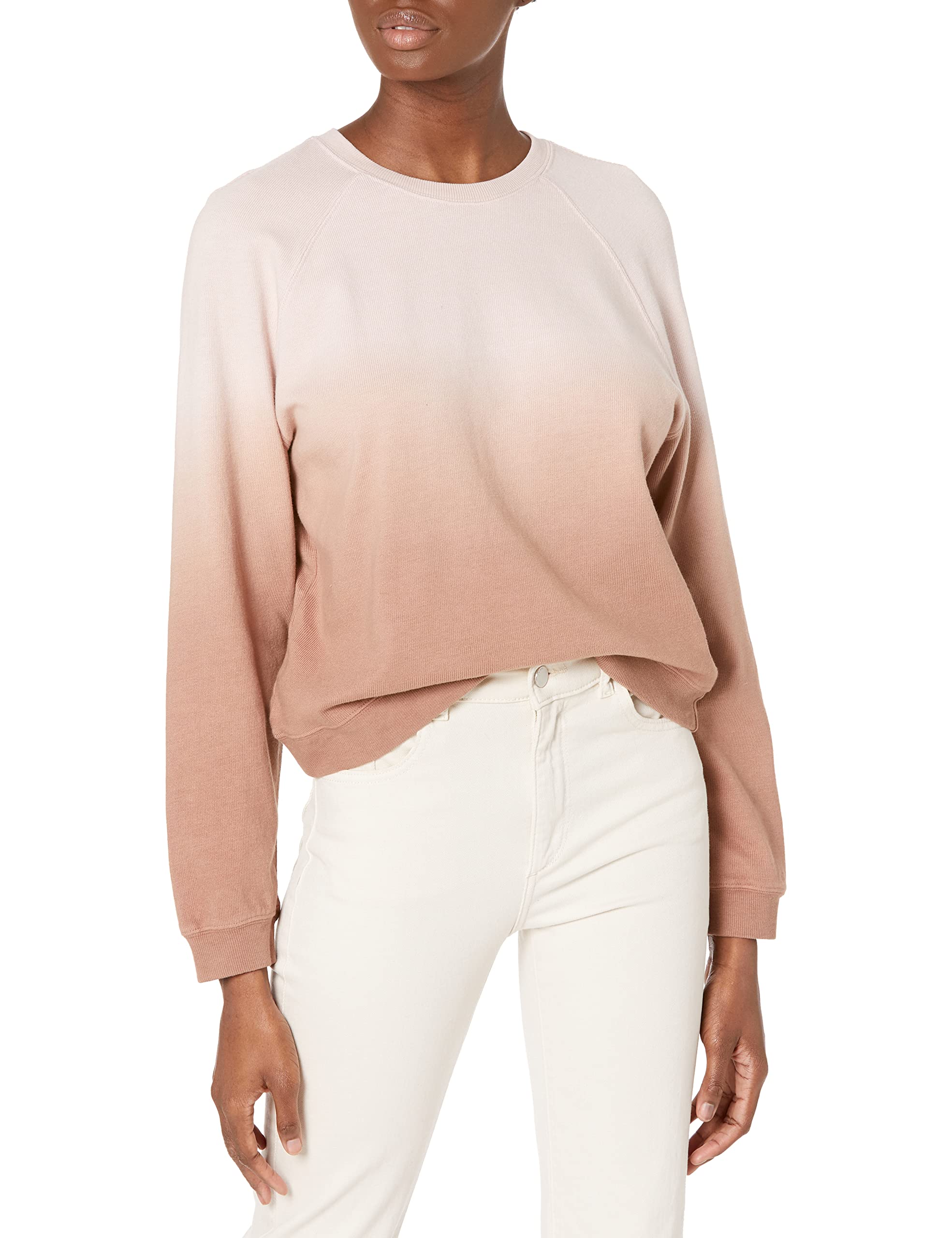 Monrow Women's Faded Wash Raglan Crew Sweatshirt HT1022-5 | Soft Casual Pullover for Everyday Wear & Lounge | Perfect for Fall Outfits, Coffee Dates & Weekend Errands