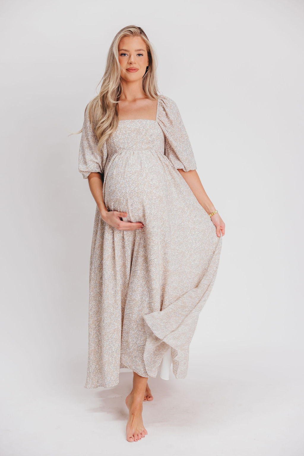 Elegant Mona 'Love Story' Maxi Dress - Bump Friendly & Inclusive Sizing (S-3XL) | Perfect for Maternity, Weddings & Special Occasions
