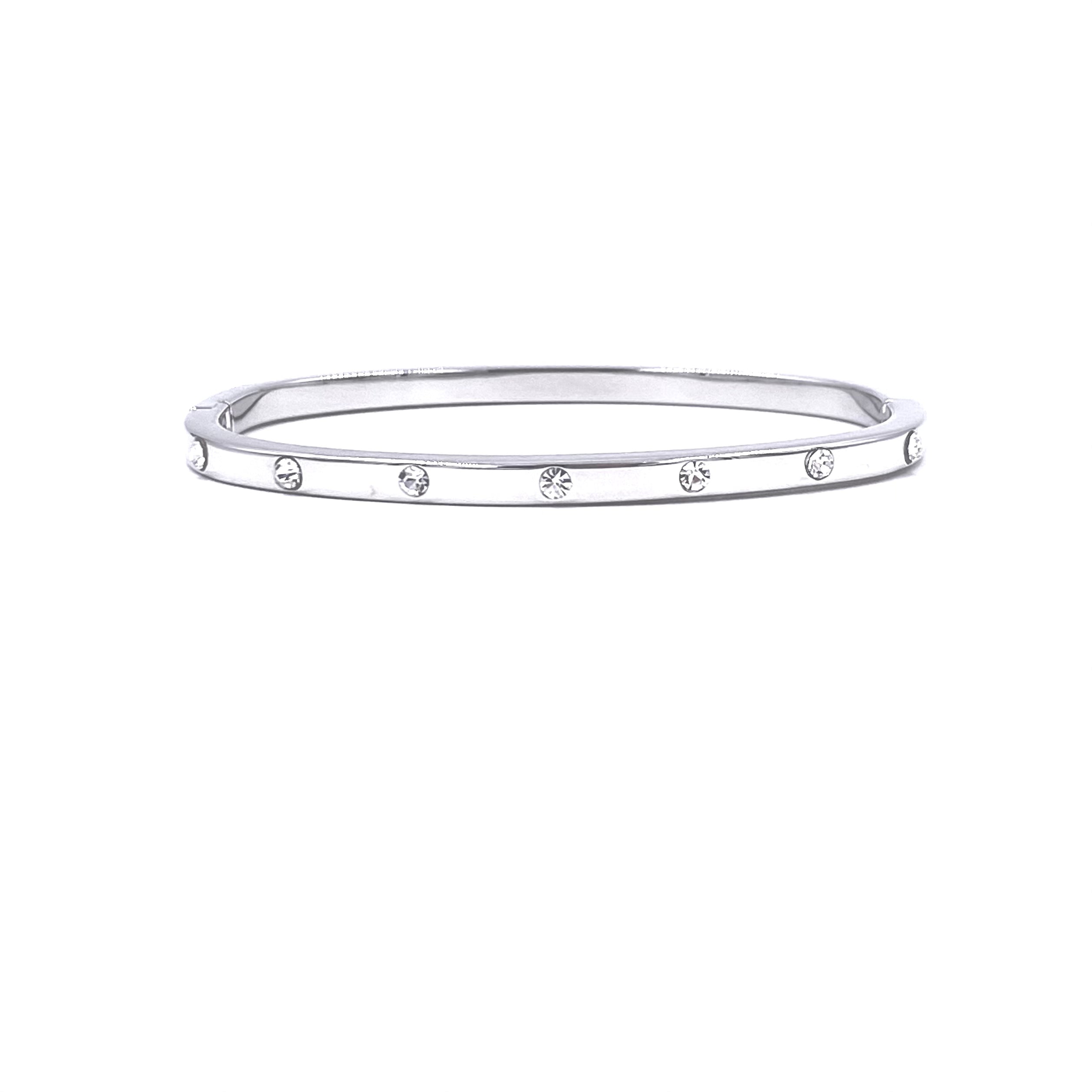 Ashley Gold Stainless Steel CZ Set Bangle Bracelet for Women - Elegant Cubic Zirconia Jewelry for Parties, Weddings & Special Occasions