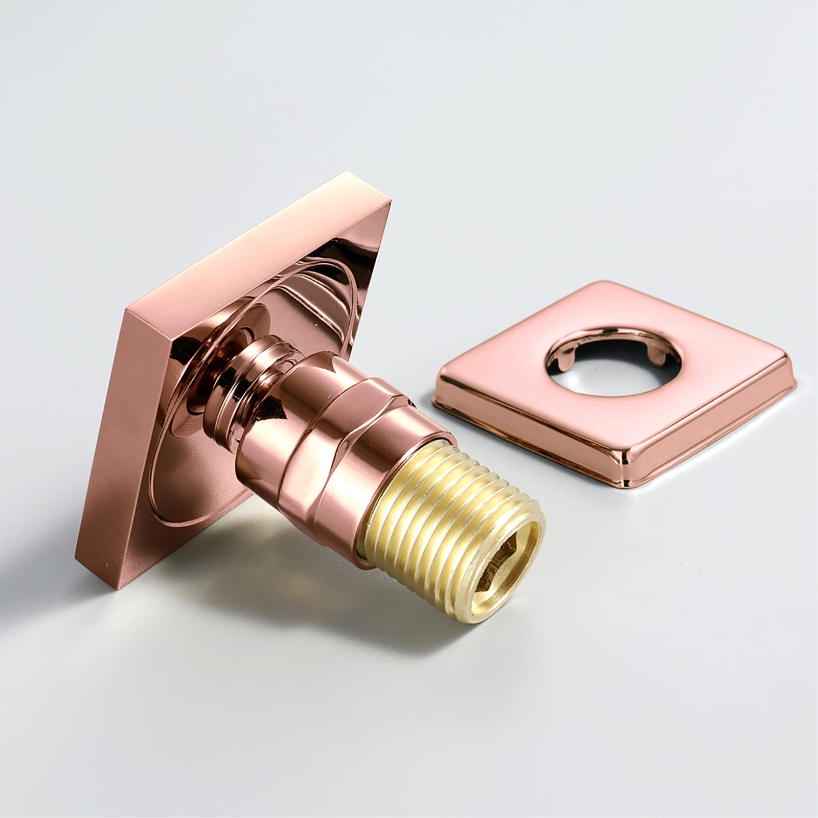Premium Rose Gold Square Shower Body Spray Massage Jet - 4 Pack Adjustable Wall Mount Brass Shower Head Sprayer (50x50mm) for Luxurious Spa-Like Bathroom Experience