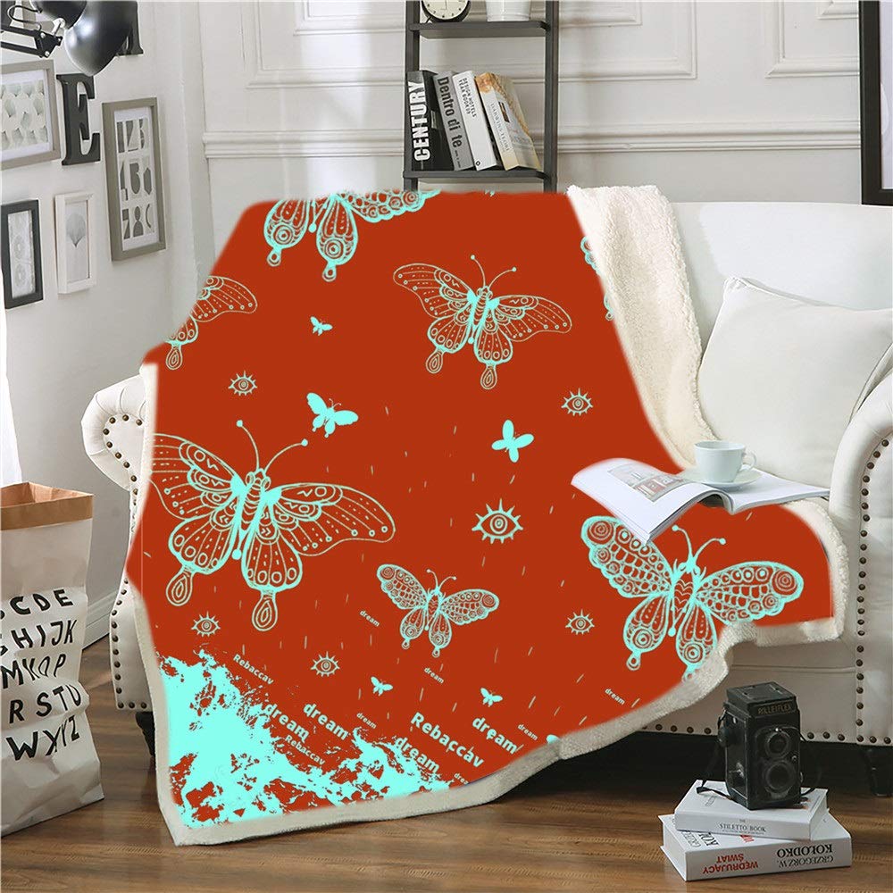Totots 3D Digital Printing Butterfly Blanket - Ultra Soft Square Fleece Throw for Home, Sofa & Office - Berber Fleece Blanket Perfect for Gifts, Cozy Nights & Relaxation