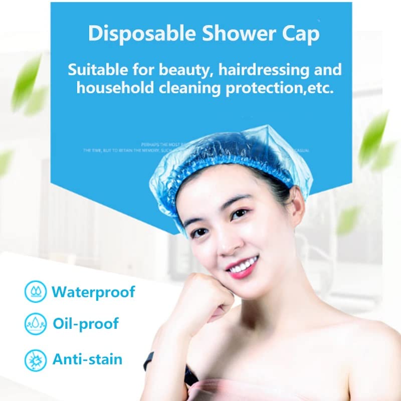 KitchenFest® 100 Pcs Disposable Oil-Proof Pink Shower Caps - Waterproof, Elastic, One Size Fits All for Spa, Salon, Hotel & Hair Dyeing | Perfect for Bathing, Swimming & Hair Treatments