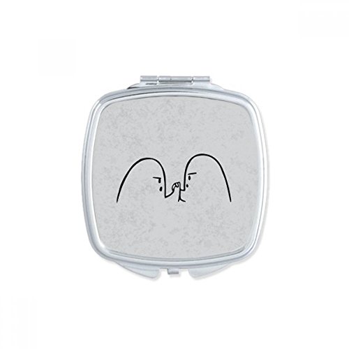 DIYthinker Black Cute Chat Happy Square Mirror - Portable Compact Double Sided Pocket Makeup Mirror for Women, Perfect for Travel, Purse & Everyday Use