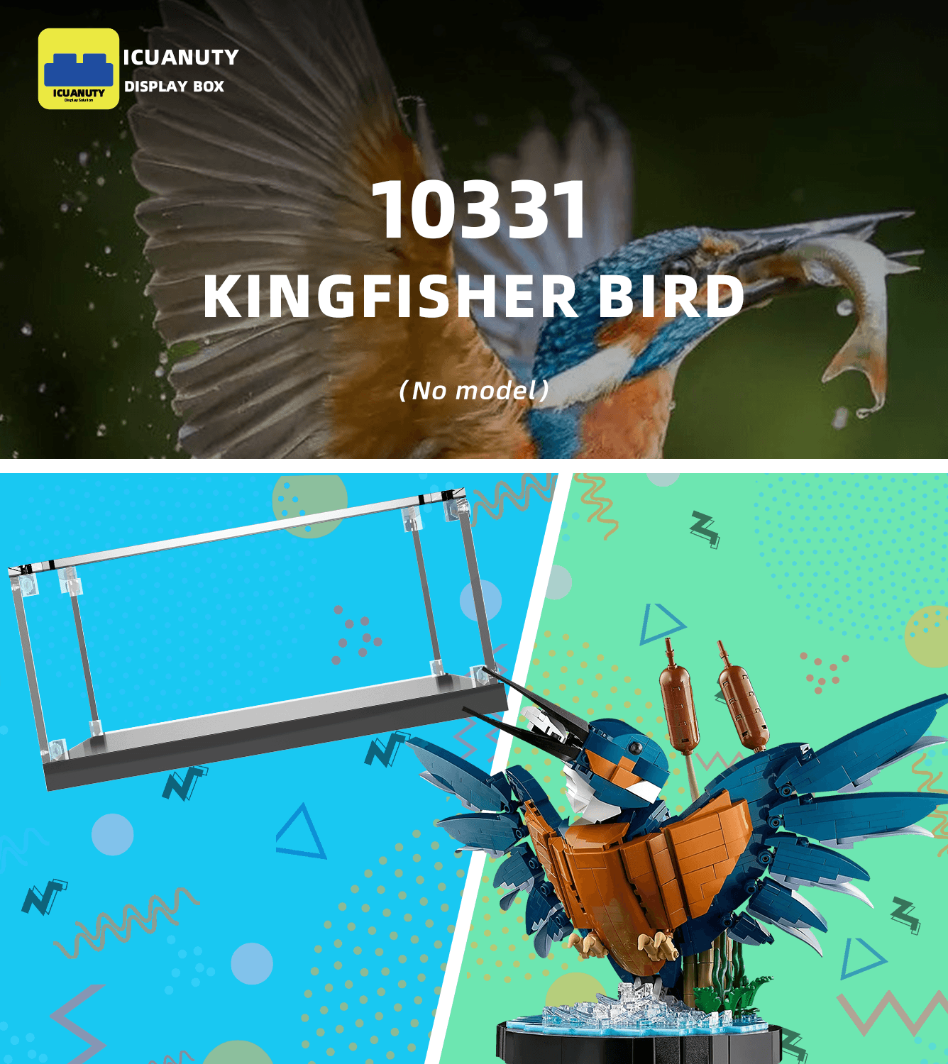 Lego Kingfisher Bird 10331 Display Case - Clear Acrylic Protection for Collectible Lego Sets | Perfect for Home Decor, Office Display & Gift Giving