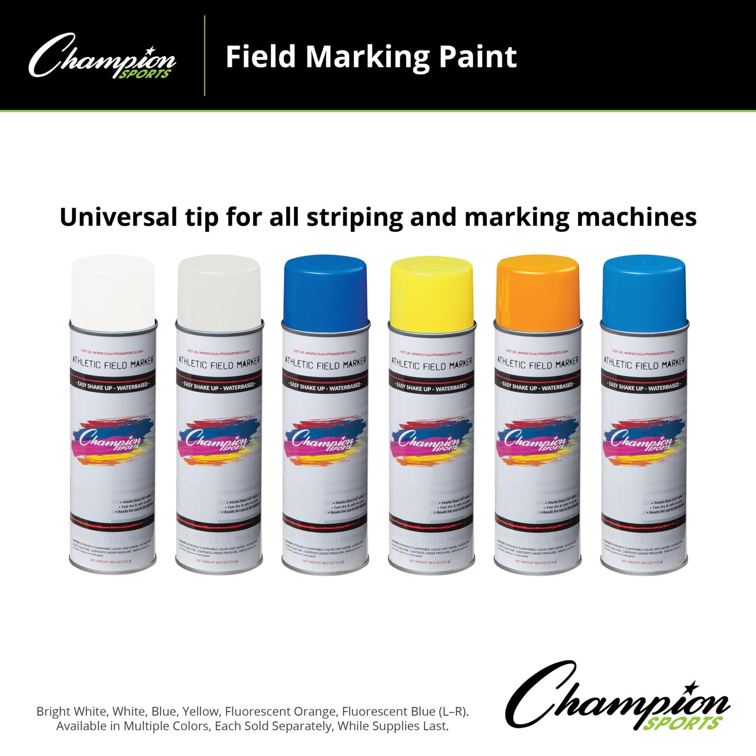 Champion Sports Field Marking Paint - Durable, Non-Toxic, Bright White Paint for Soccer, Football, Baseball Fields | Perfect for Outdoor Sports Field Line Marking & Maintenance