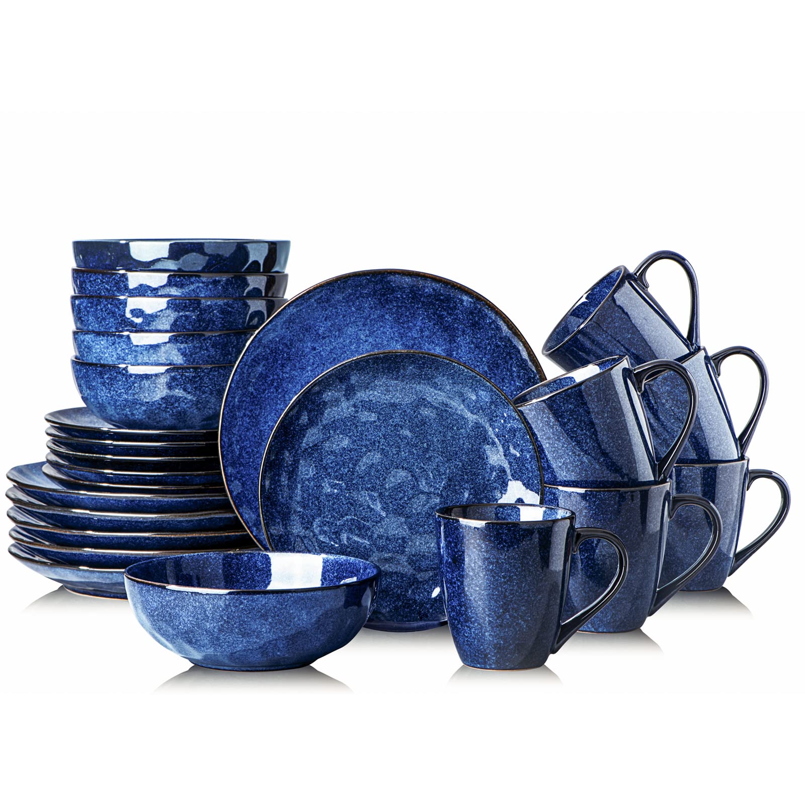 24-Piece Ceramic Dinnerware Set for 6 - Dinner Plates, Salad Plates, Bowls & Coffee Mugs - Microwave, Oven & Dishwasher Safe - Scratch Resistant - Perfect for Home Dining, Dinner Parties & Restaurant Use