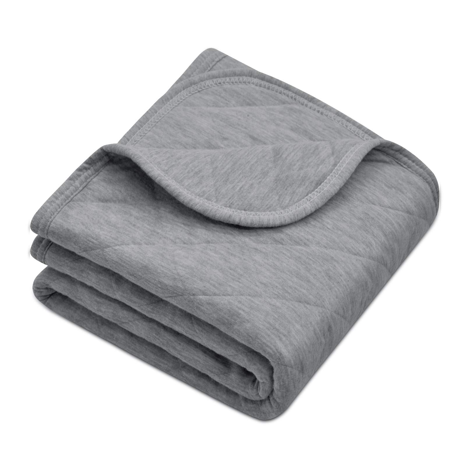 Organic Cotton Baby Blanket for Boys & Girls - Super Soft Hypoallergenic Quilted Blanket 39x47 Inches, Warm Nursery Crib Bedding - Perfect for Swaddling, Stroller & Toddler Naptime (Grey)