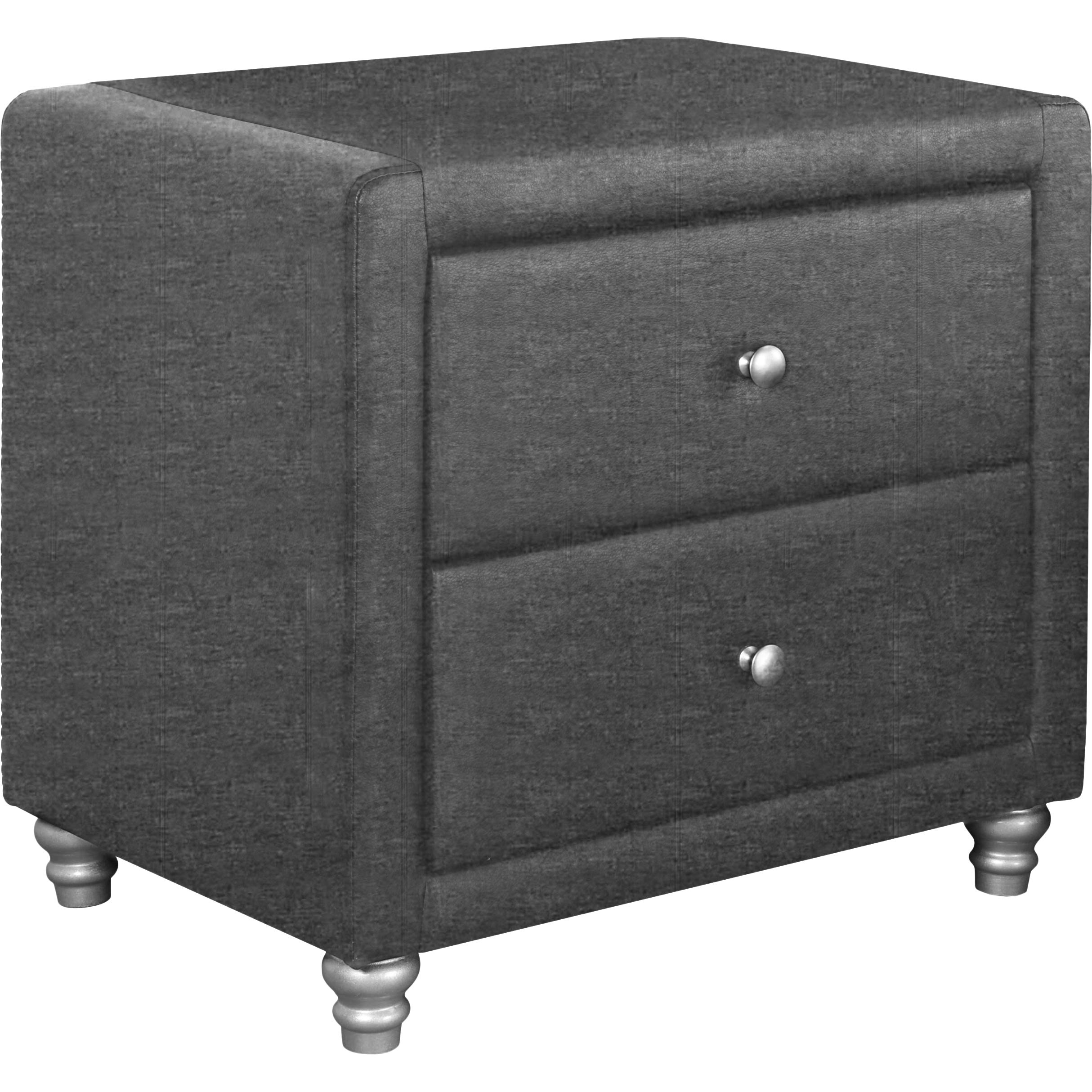Camden Isle Upholstered 2-Drawer Nightstand in Gray - Modern Bedside Table for Bedroom Storage & Organization