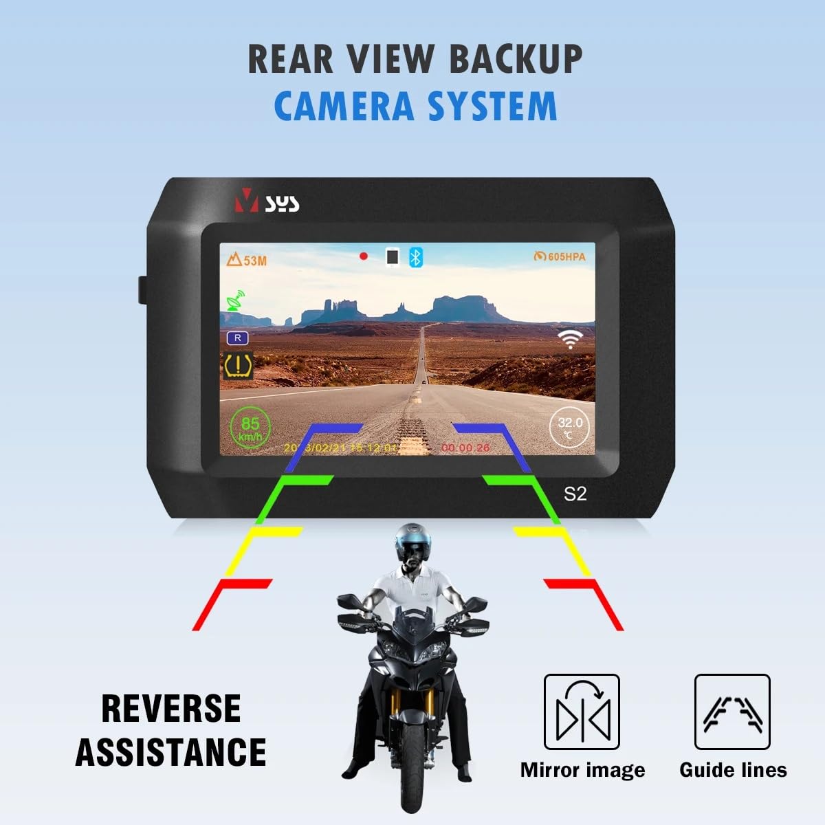 VSYSTO 3 Inch Waterproof Motorcycle Dash Cam with WiFi, 140° Wide Angle Lens, Dual 1080P Front & Rear Camera, GPS, Night Vision, Parking Monitoring - Ideal for Motorbike Safety Recording and Adventure Riding