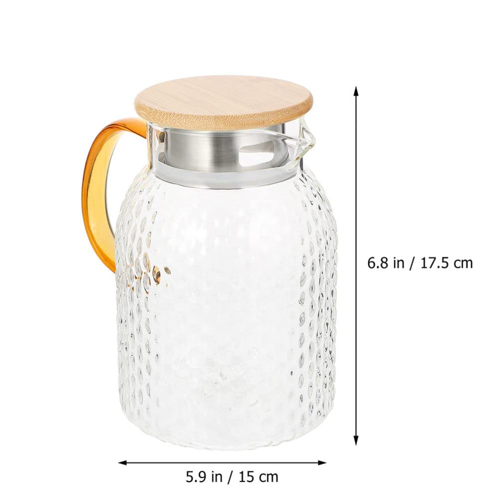 1pc Glass Cold Water Jug with Lid - 64oz BPA-Free Pitcher for Iced Tea, Lemonade & Infused Water - Perfect for Refrigerator Storage, Kitchen, Office & Outdoor Picnics