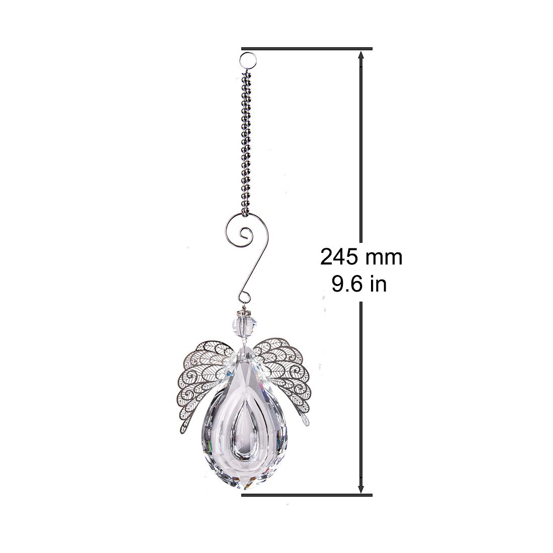 Clear Glass Angel Crystal Prism Pendant Suncatcher - Perfect for Windows, Outdoor Garden Hanging Decor, Thoughtful Gifts for Women, Mom, and Children - Ideal for Home, Wedding, Party, and Meditation Spaces