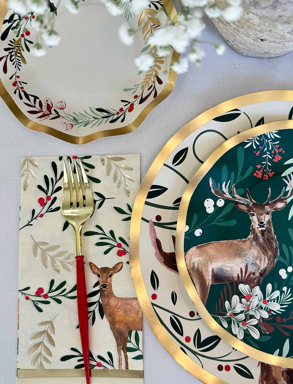 Christmas Forest Table Setting - Elegant Holiday Dinnerware Set for Festive Dining & Party Decorations | Perfect for Christmas, Thanksgiving & Winter Gatherings