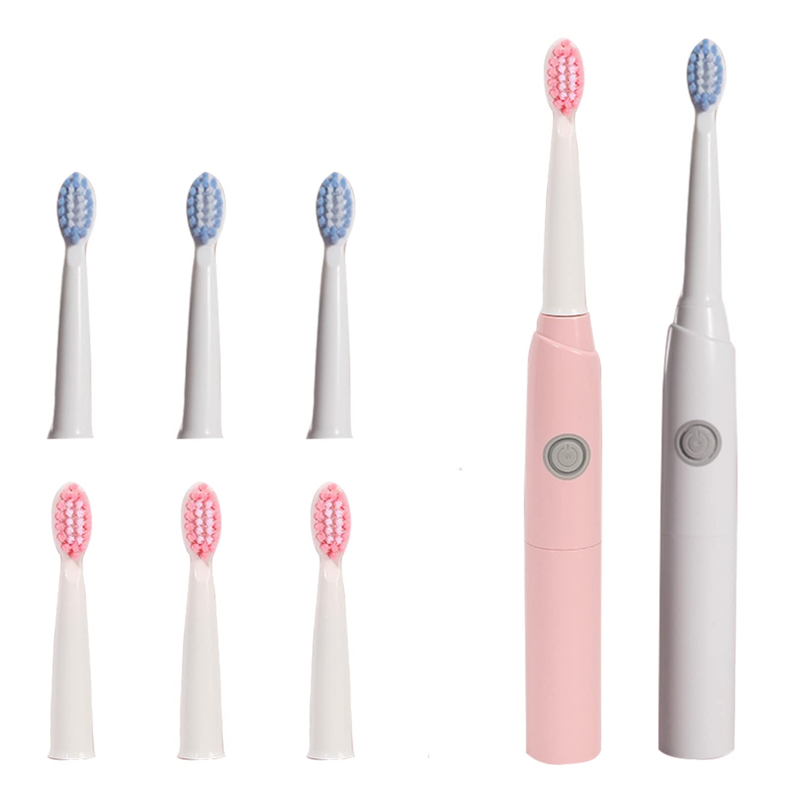 Electric Toothbrush for Adults - 8 Replacement Heads, Travel-Friendly for Whitening & Smart Cleaning - Perfect for Families & Couples (Pink/White)