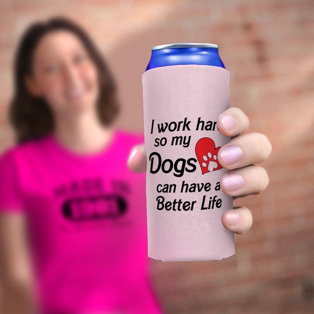 **96-Pack Ultra Slim Can Coolers with Heart Paw Print - Perfect Gifts for Dog Lovers & Men - Keep Drinks Cold at Work, Home, or Outdoors**