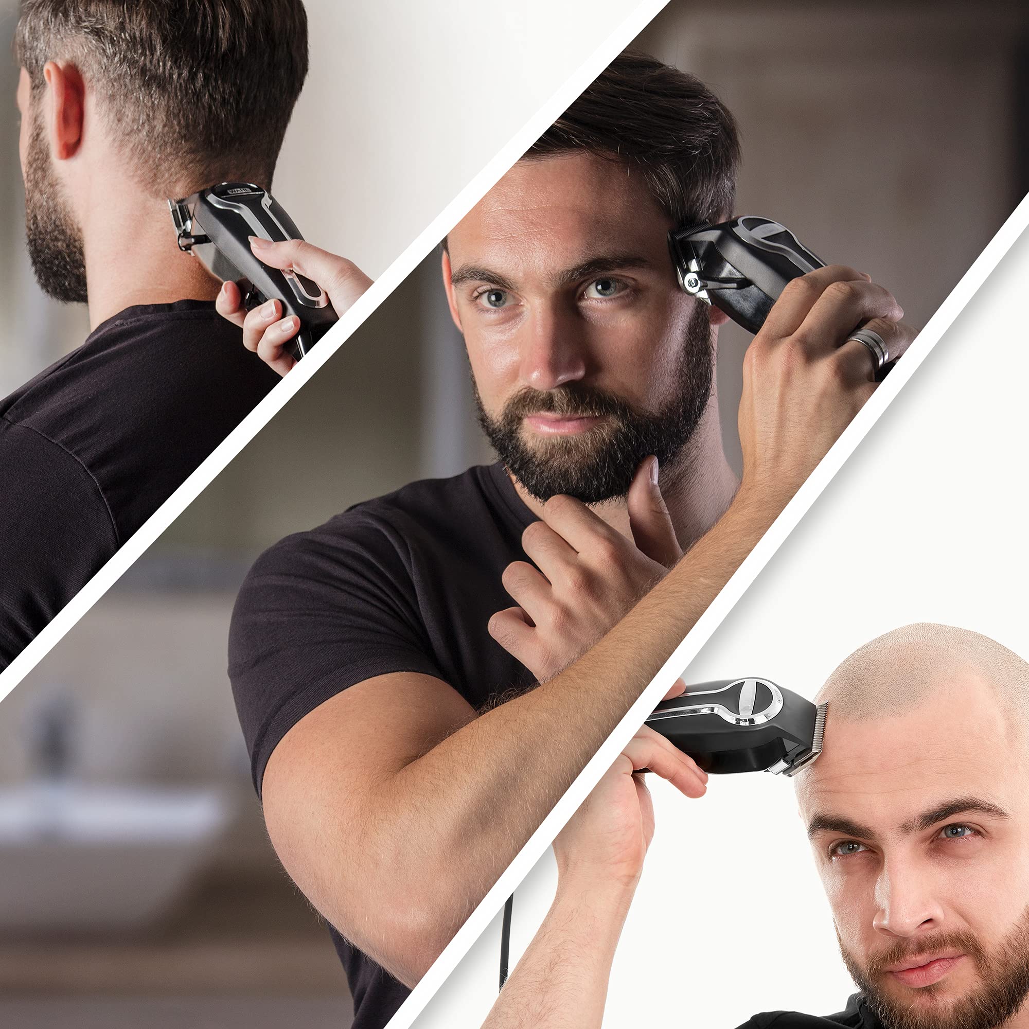 Wahl Elite Pro Hair Clipper for Men - Professional Corded Hair Trimmer with Premium Cutting Combs for DIY Haircuts, Buzz Cut, Fading & Head Shaving at Home | Durable Black Design for Barbers & Home Use