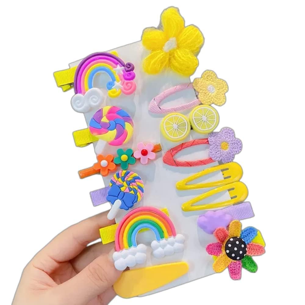 14-Piece Multi-Colored Unicorn Ice Cream Hair Clips Set for Girls - Cute Toddler Hair Barrettes & Baby Hair Accessories (Random Colors) - Perfect for Birthday Gifts, Party Favors & Daily Hair Styling