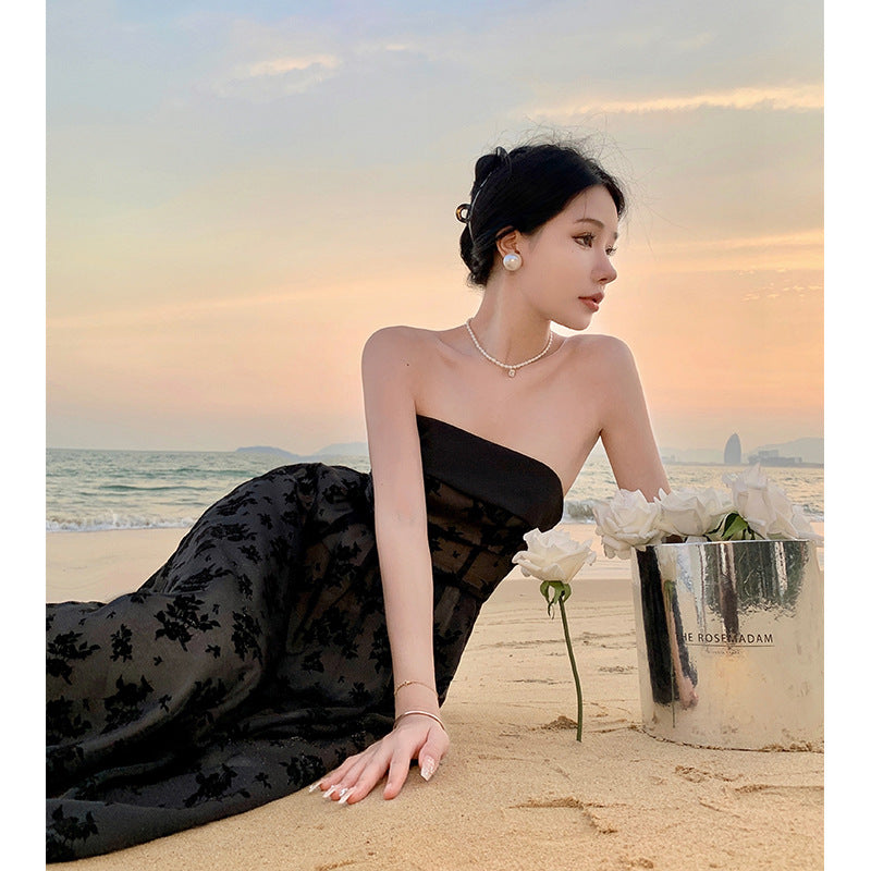 2023 French Retro Strapless Evening Dress for Women - Elegant Summer Party Gown for Weddings, Prom, Cocktail & Formal Events
