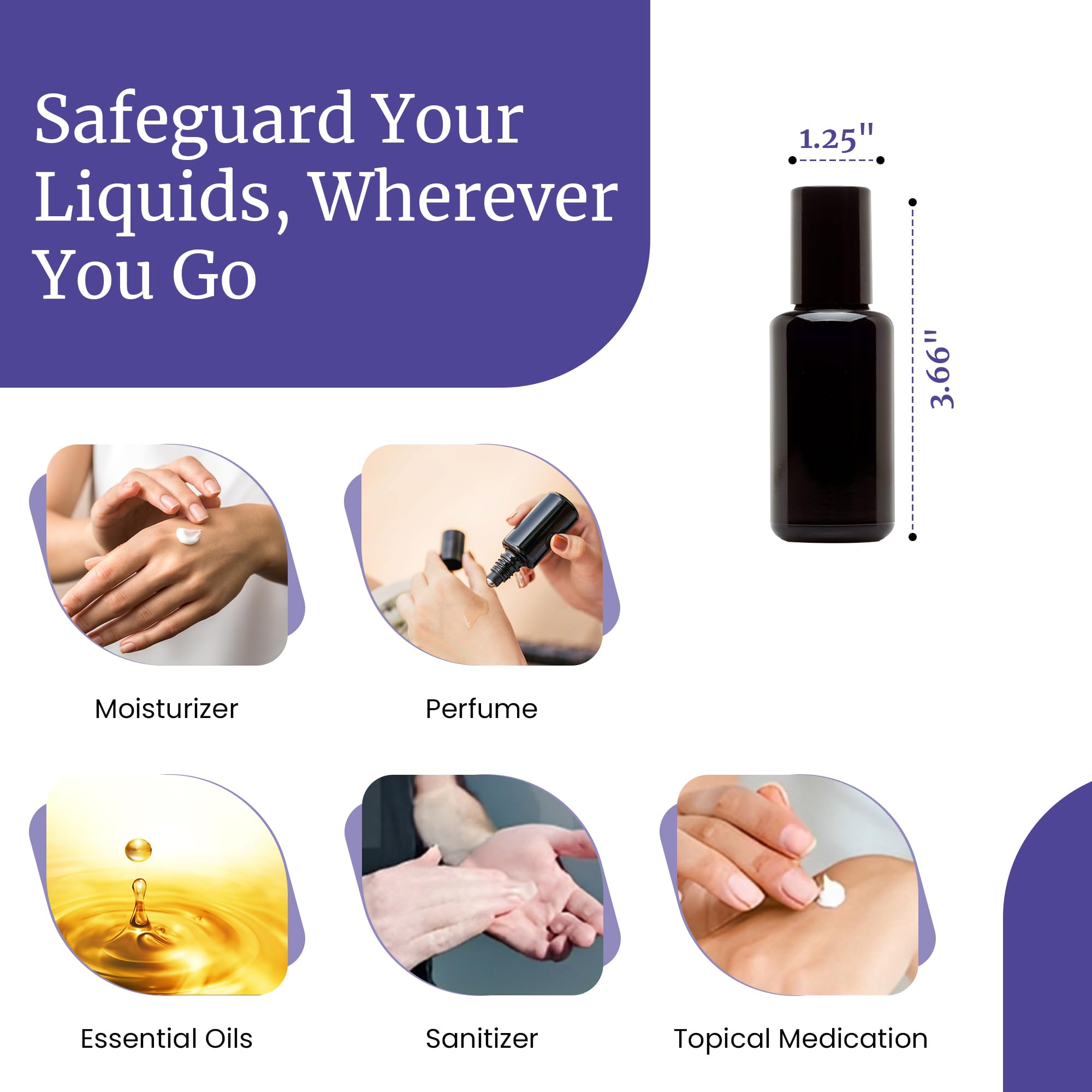 Infinity Jars 10-Pack Black UV Protection Glass Roller Bottles 30ml (1 fl oz) - Essential Oil Roll-On Bottles with Steel Ball & Black Screw Cap - Perfect for Aromatherapy, Perfume Samples & DIY Cosmetic Storage