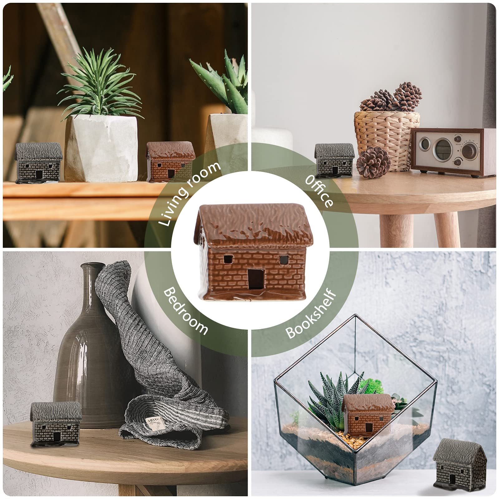 Cabilock Fairy Garden Buildings Set of 3 - Miniature Bonsai Ornaments for Zen Garden, Sand Table & Ceramic Plant Decor - Perfect for Indoor Fairy Gardens, Tabletop Displays & Home Decor