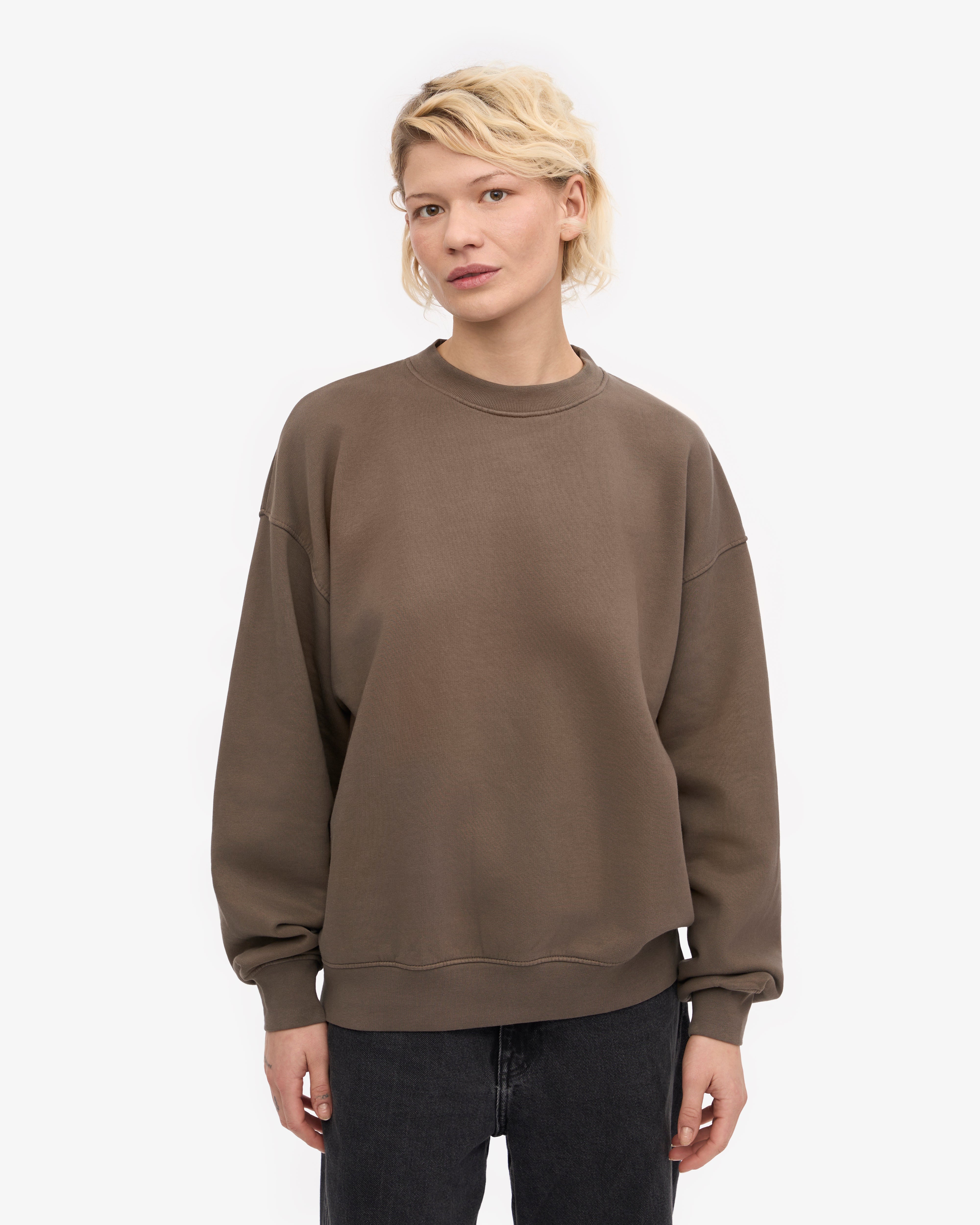 Organic Oversized Crewneck Sweatshirt for Women - Cedar Brown | Soft & Comfortable Pullover for Casual Wear, Loungewear & Fall Fashion