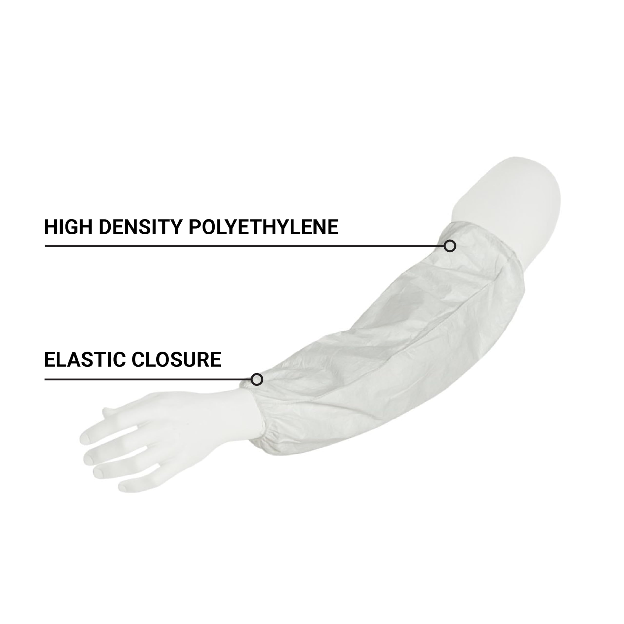 DuPont Tyvek 400 TY500S 18-Inch Disposable Protective Sleeves with Elastic Cuffs - White, Universal Size (Pack of 200) - Ideal for Laboratory, Cleanroom, Medical & Industrial Protection