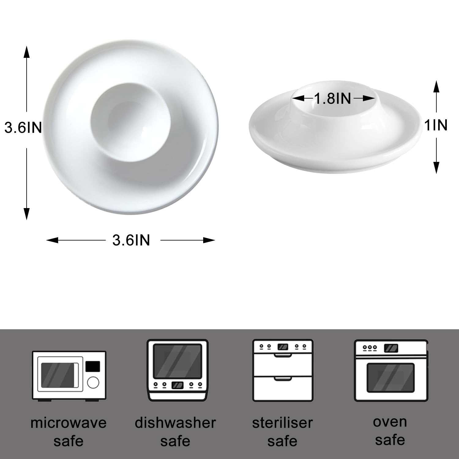 4 Pack White Porcelain Egg Cups for Soft Boiled Eggs - Easy Clean Egg Holder for Breakfast, Dinner & Kitchen Use - Perfect for Easter, Brunch or Snack Time