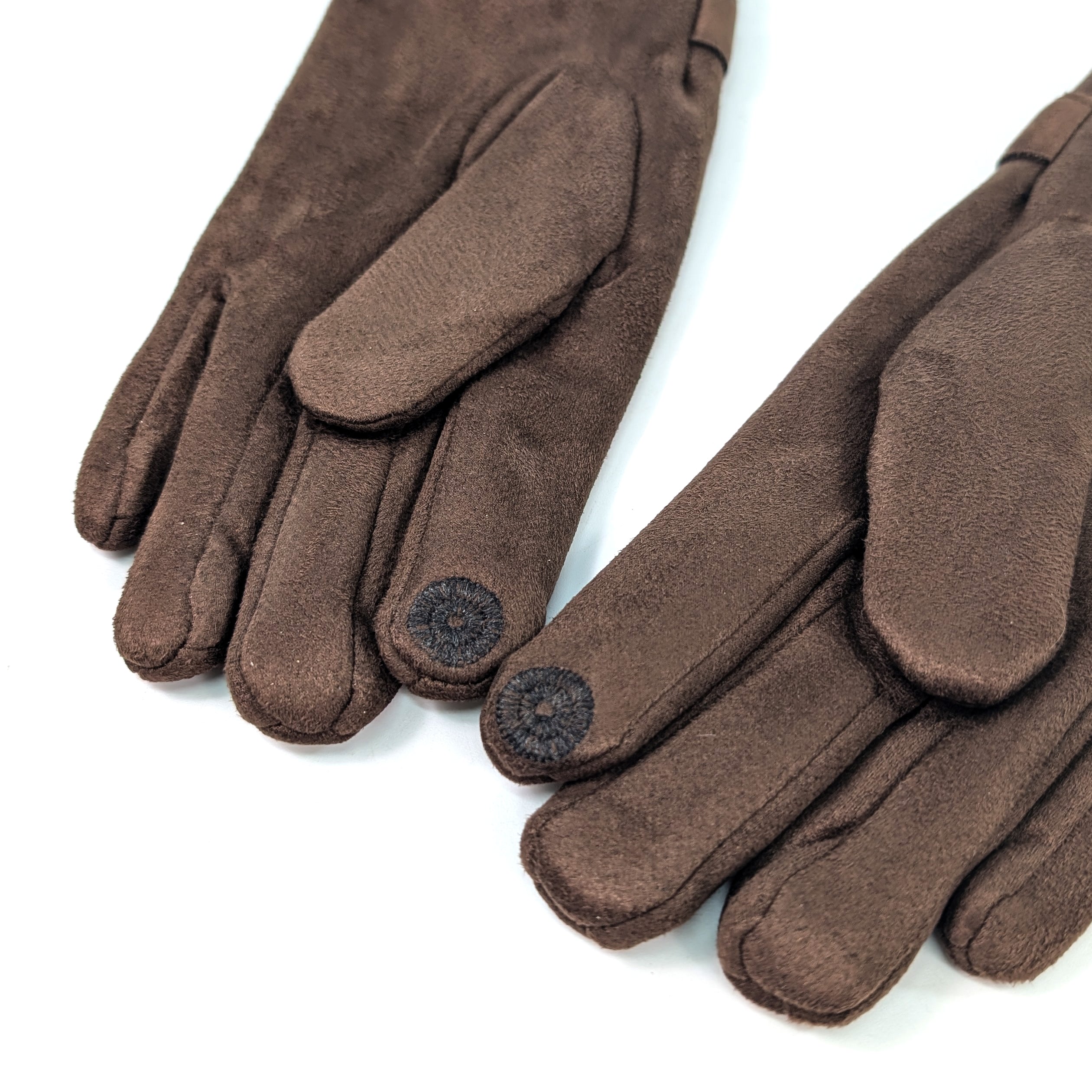 Unisex Chocolate Brown Winter Gloves with Button Detail - Warm Touchscreen Gloves for Men & Women - Perfect for Outdoor Activities, Driving & Cold Weather
