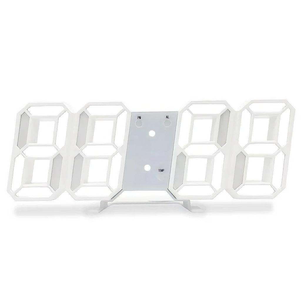 White Digital Alarm Clock with Large Display - Easy to Read, Battery Operated, Snooze Function - Perfect for Bedroom, Office, and Travel