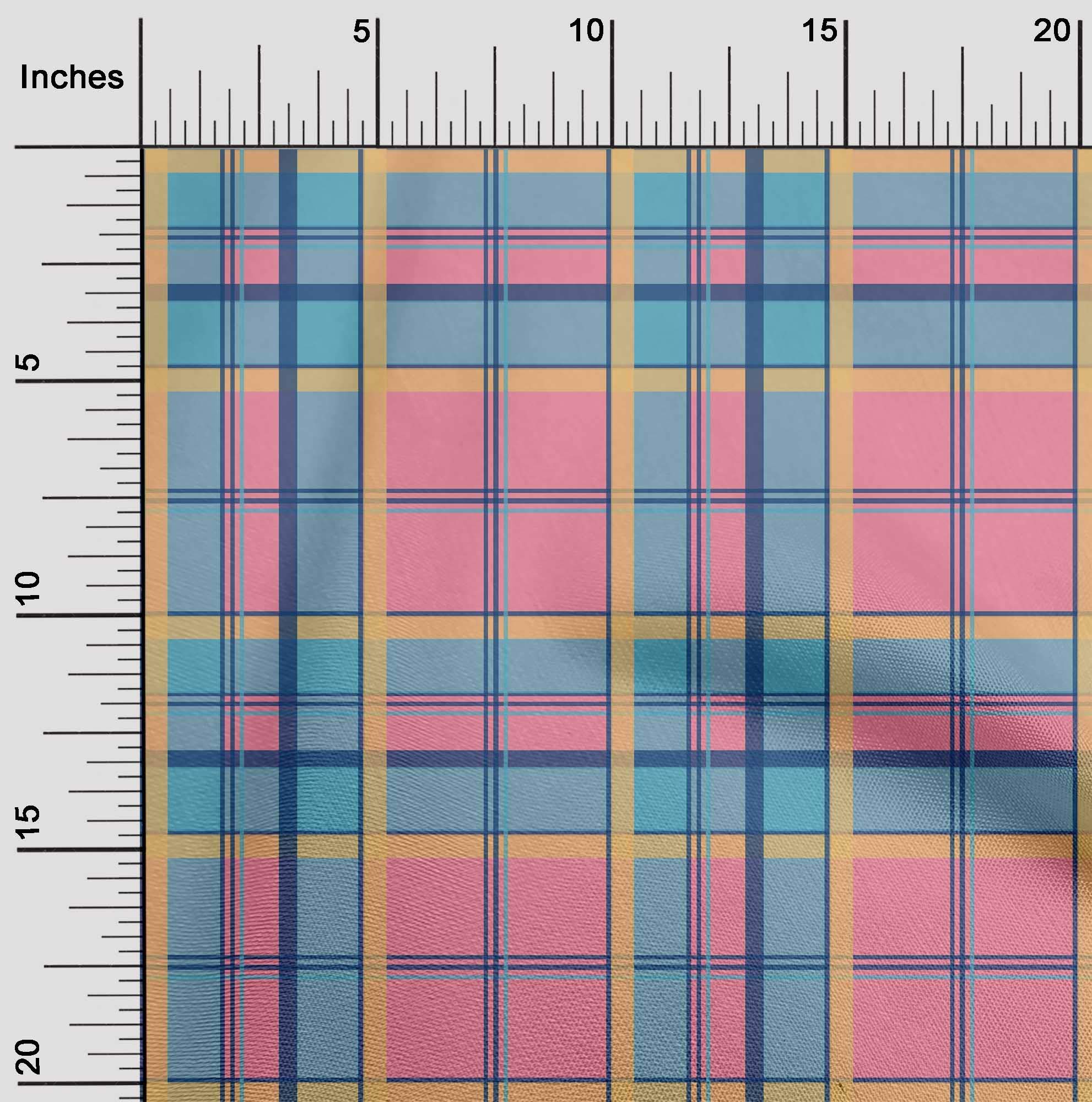oneOone Polyester Spandex Medium Pink Madras Check Dress Fabric - 56 Inches Wide by The Yard | Perfect for Summer Dresses, Skirts & DIY Fashion Projects