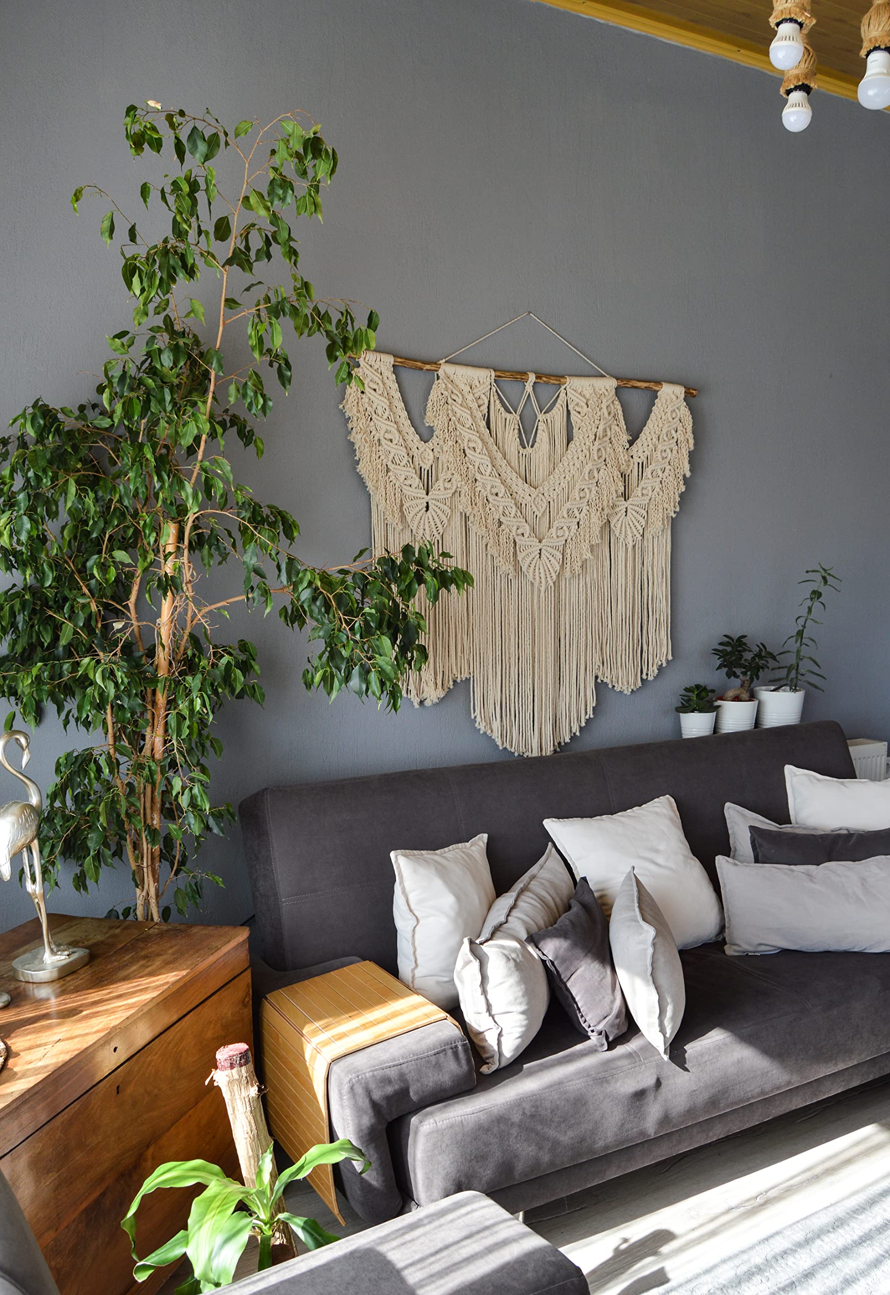 Extra Large Macrame Wall Hanging - Boho Wall Decor for Bedroom, Living Room & Dorm | Handwoven Yarn Tapestry, Aesthetic Wall Art, Macrame Headboard - Perfect for Bohemian Home Decor & Cozy Room Aesthetics